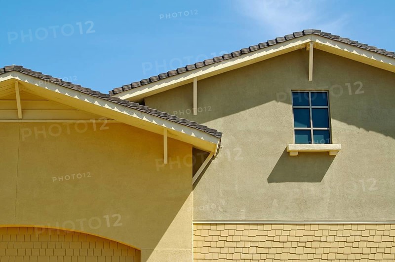 Abstract of new home construction facade