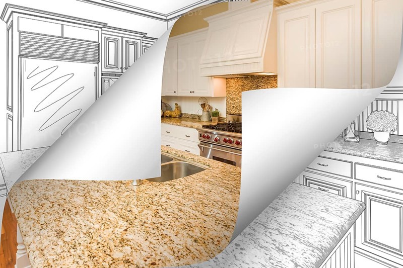 Kitchen photo page corners flipping with drawing behind
