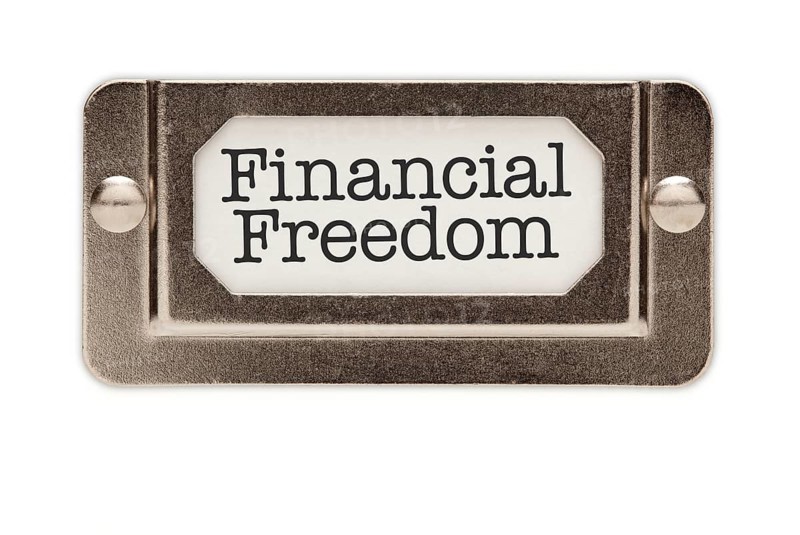 Financial freedom file drawer label isolated on a white background