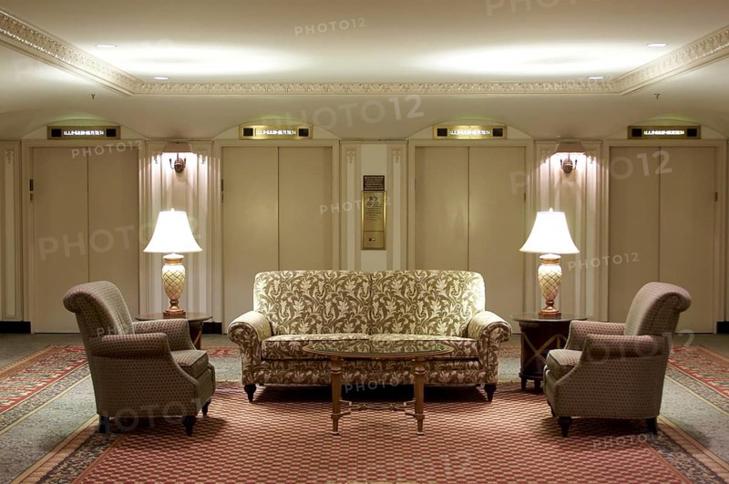 Classic elevator lobby interior of a hotel
