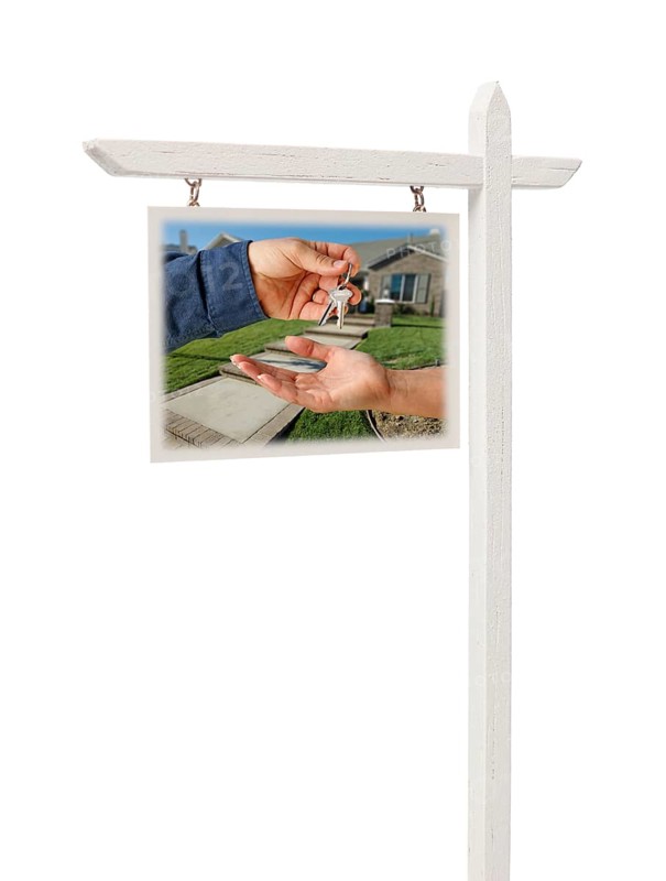Isolated real estate sign with clipping path
