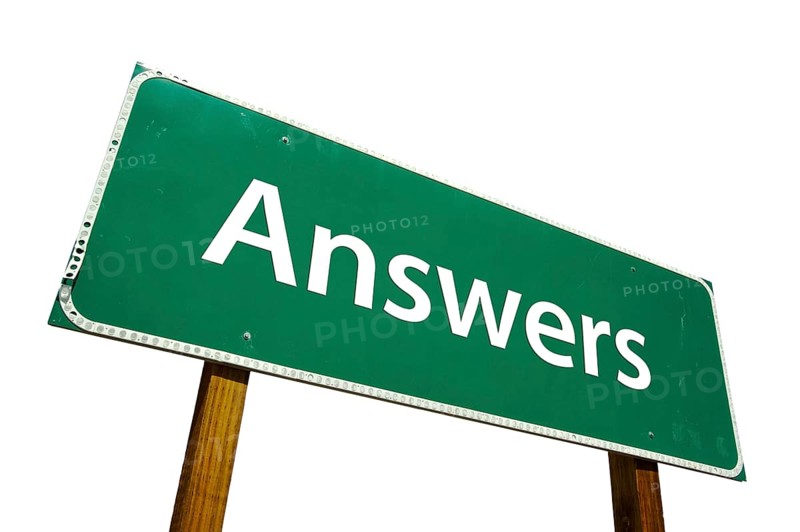 Answers road sign isolated on white