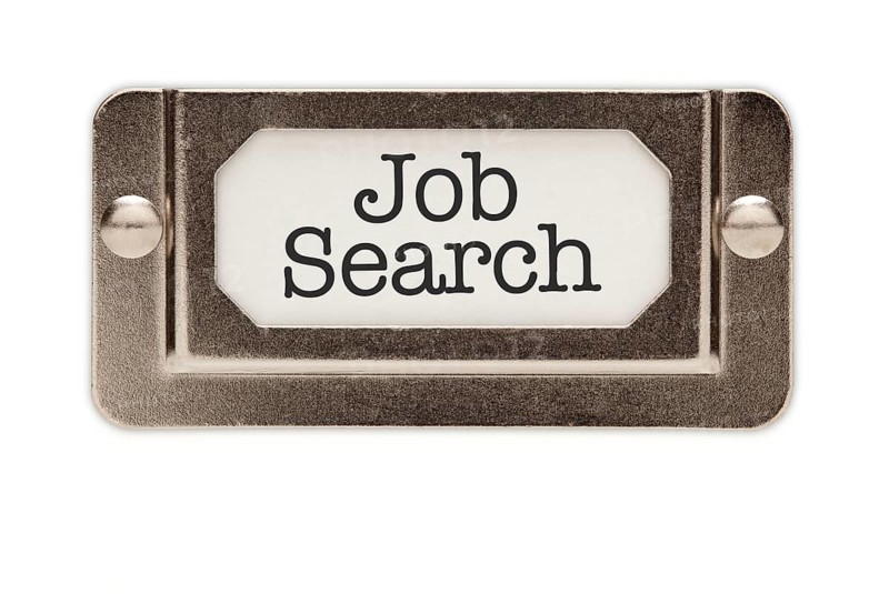Job search file drawer label isolated on a white background