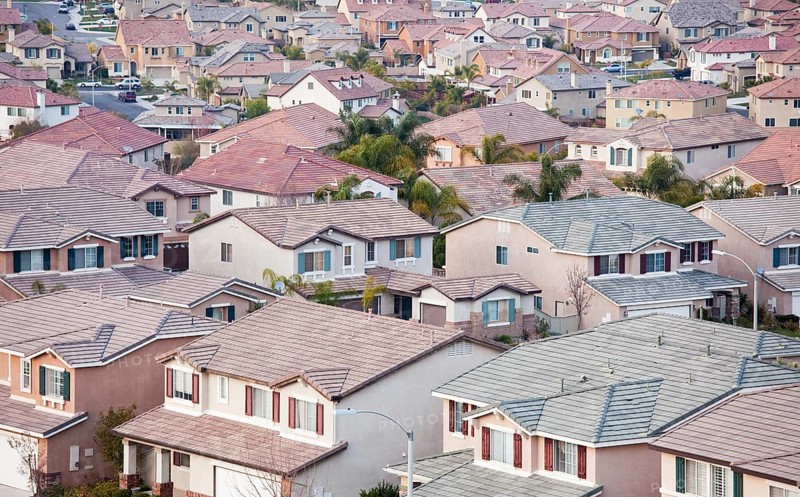 Contemporary neighborhood houses roof tops view