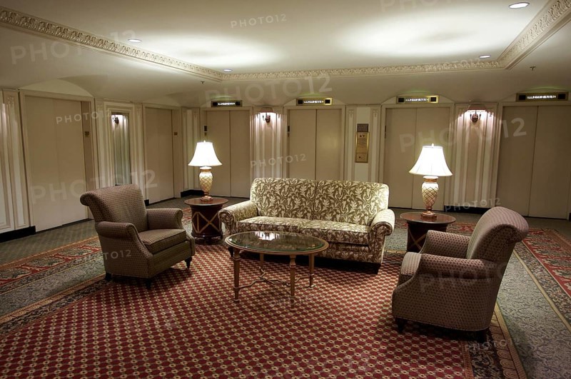 Classic elevator lobby interior of a hotel