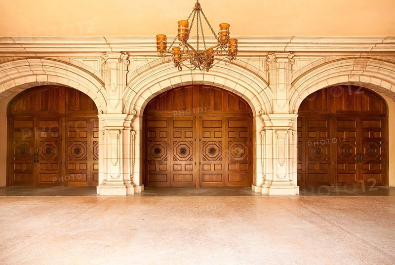 Three majestic classic arched doors with chandelier