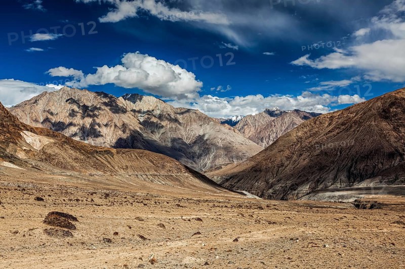View of Himalayas mountains near Kardung La pass. Ladakh