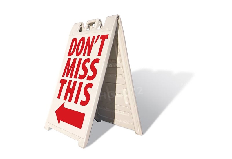 Don't miss this tent sign isolated on a white background
