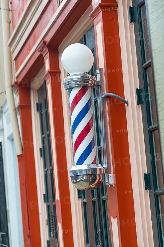 Babershop pole on store front