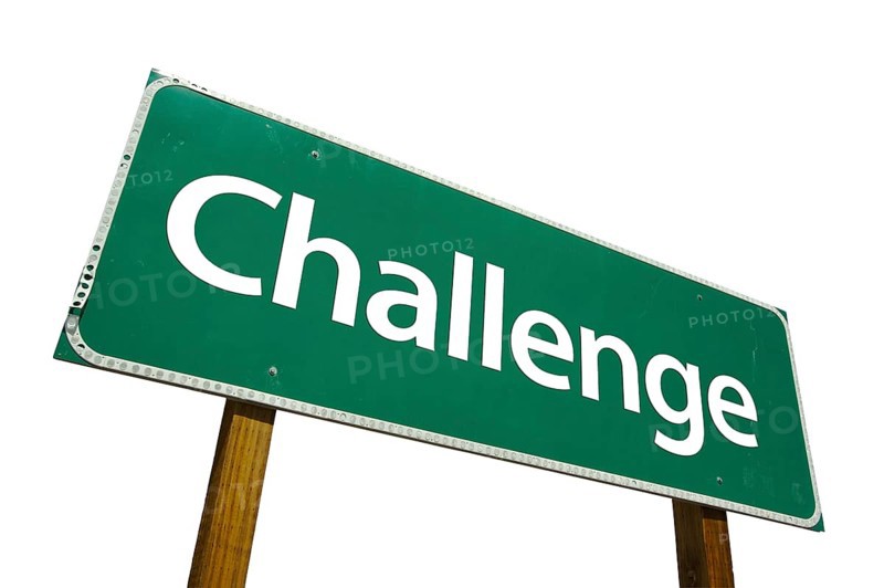 Challenge road sign isolated on white with clipping path
