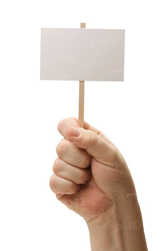 Blank sign in fist isolated on A white background