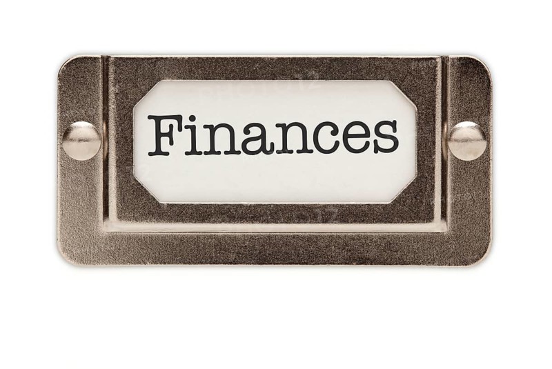 Finances file drawer label isolated on a white background