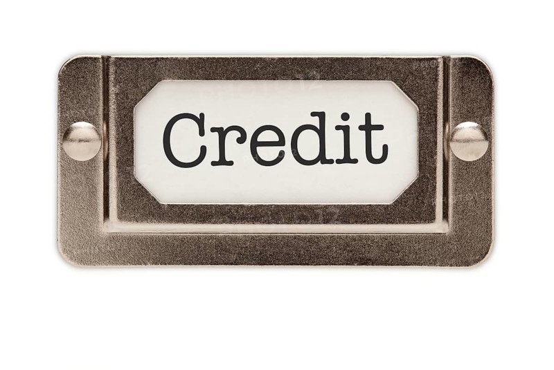 Credit file drawer label isolated on a white background