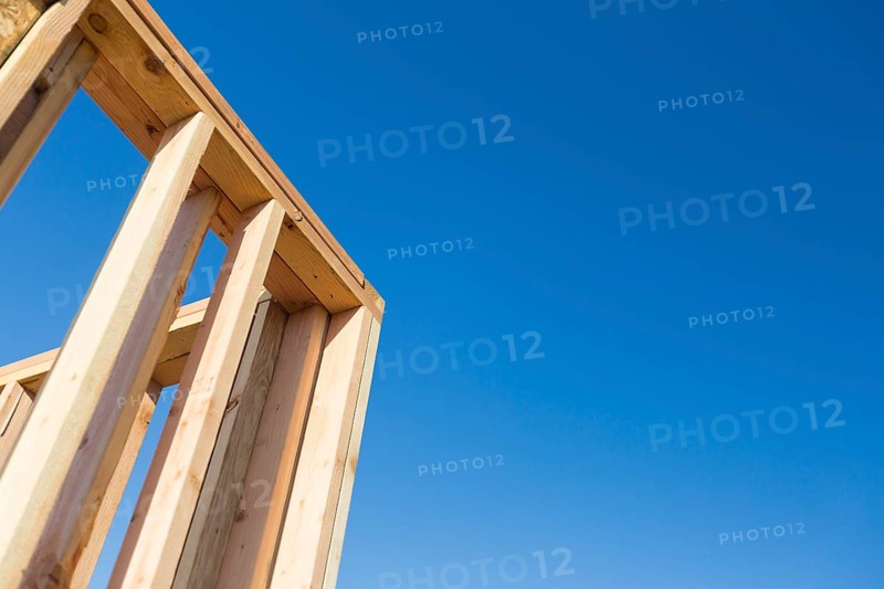 Wood home framing abstract at construction site