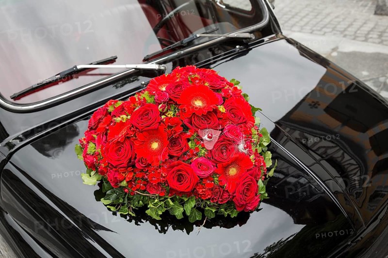 Heart of flowers on car