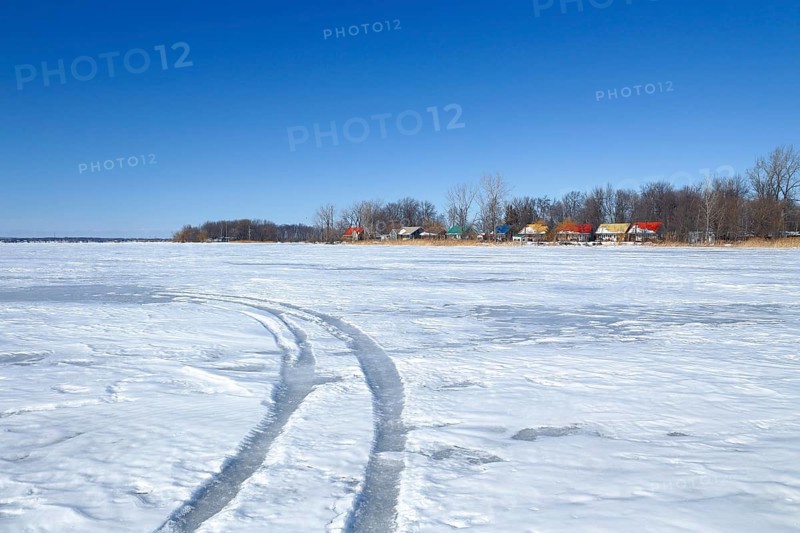 Wheel tracks on a frozen surface
