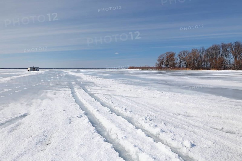Wheel tracks on a frozen surface