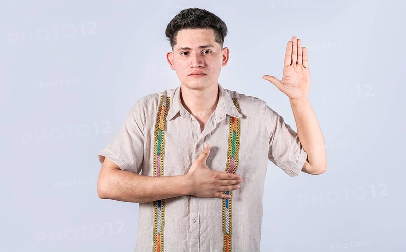 Man swearing honesty and devotion