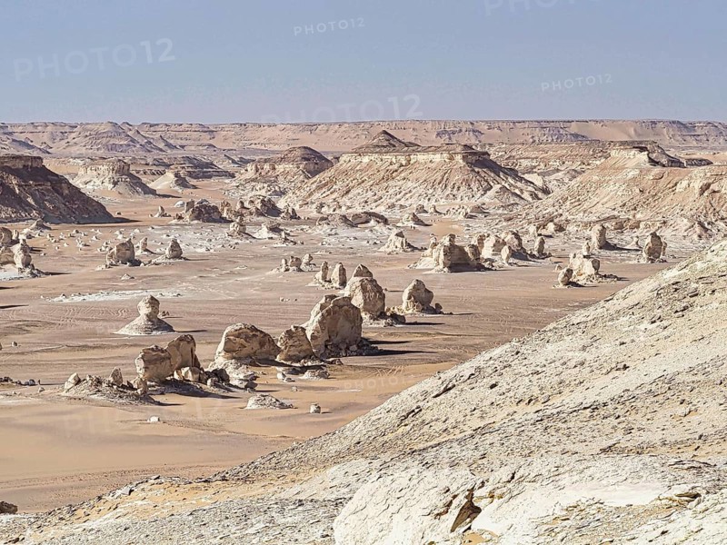 Wide valley with chalk sculptures in the Westside