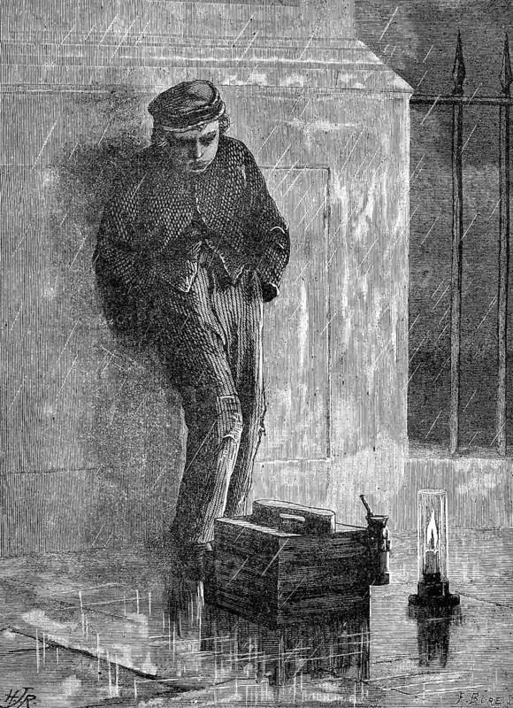 Unemployed shoeshine boy in London