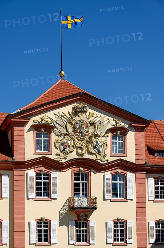 Palace facade with coat of arms