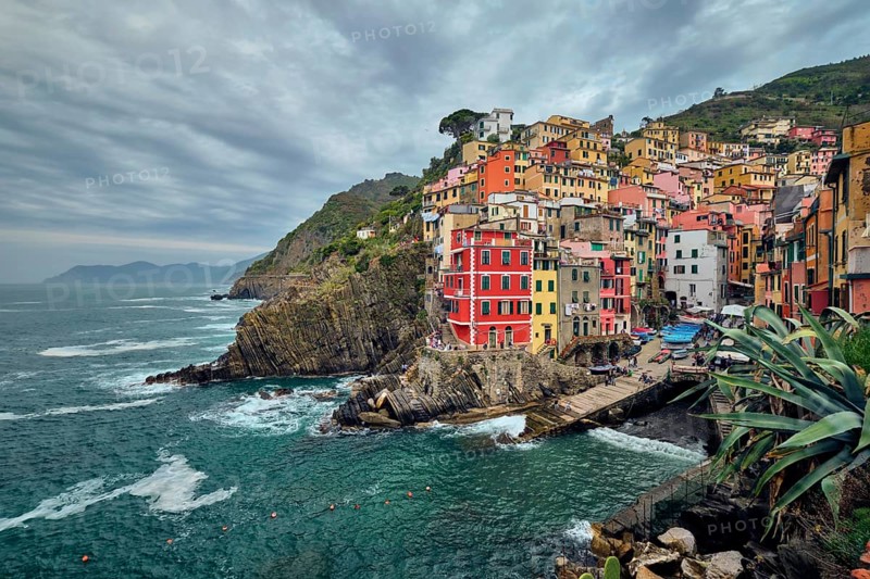 Riomaggiore village popular tourist destination in Cinque Terre National Park a UNESCO World Heritage Site