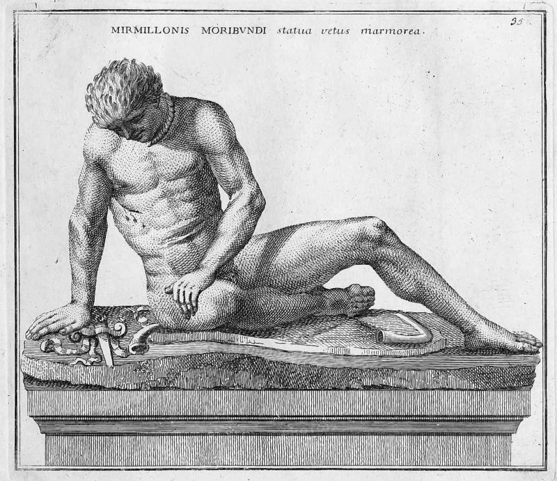 Statue eines verletzter Murmillo