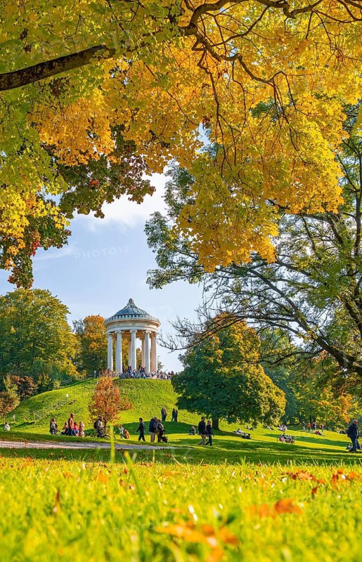 English Garden with Monopterus in Autumn