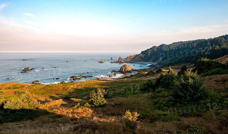 Ragged coast with rocks in the sea