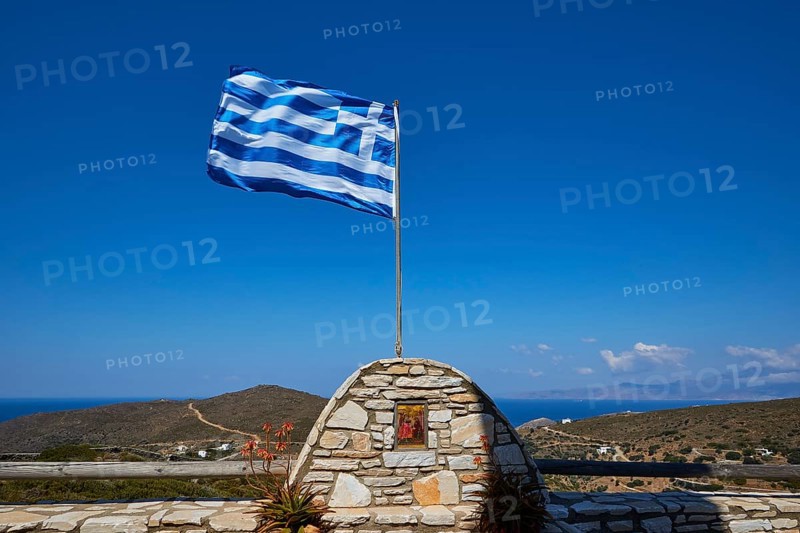 Greek national flag in the wind
