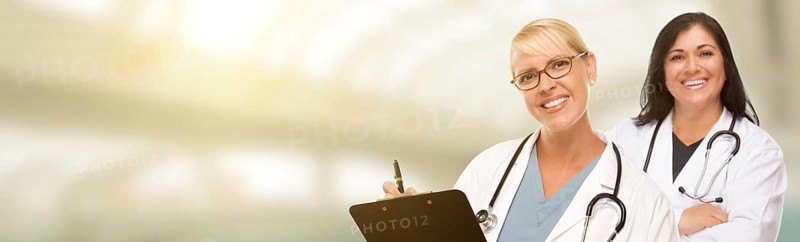 Caucasian and hispanic female doctors