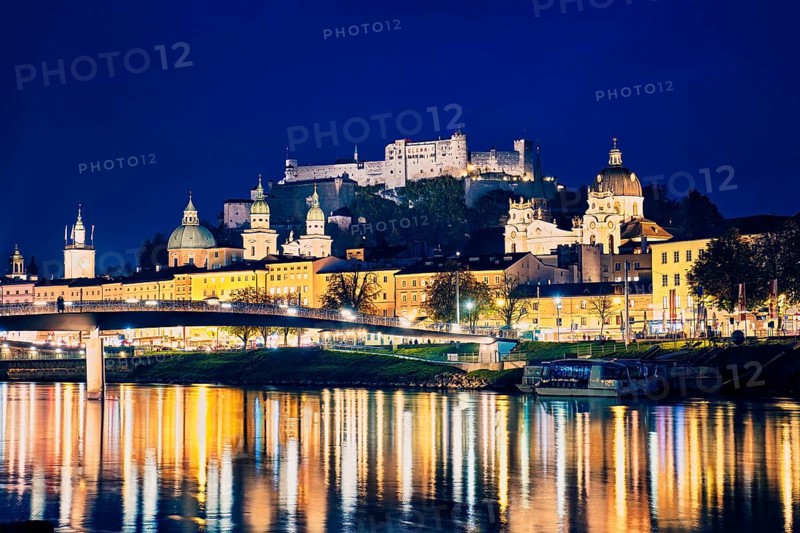 Salzburg city evening view. Cathedral