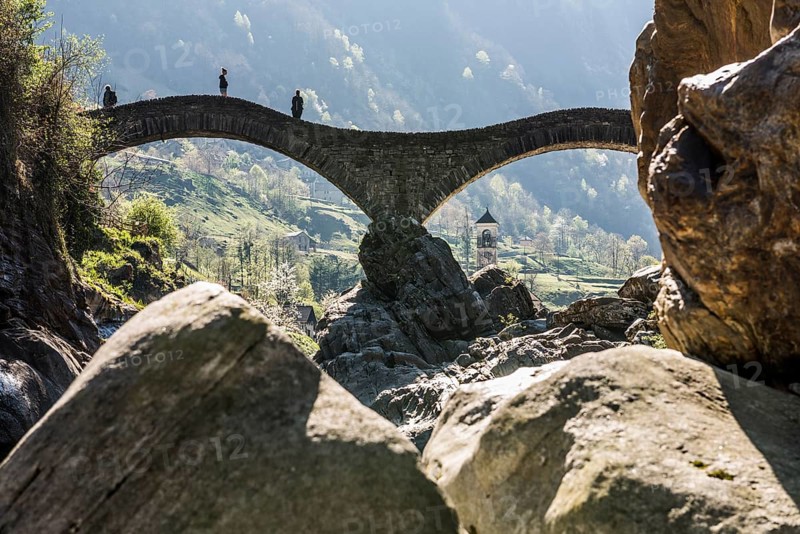 Old Roman bridge Ponte dei Salti over Verzasca