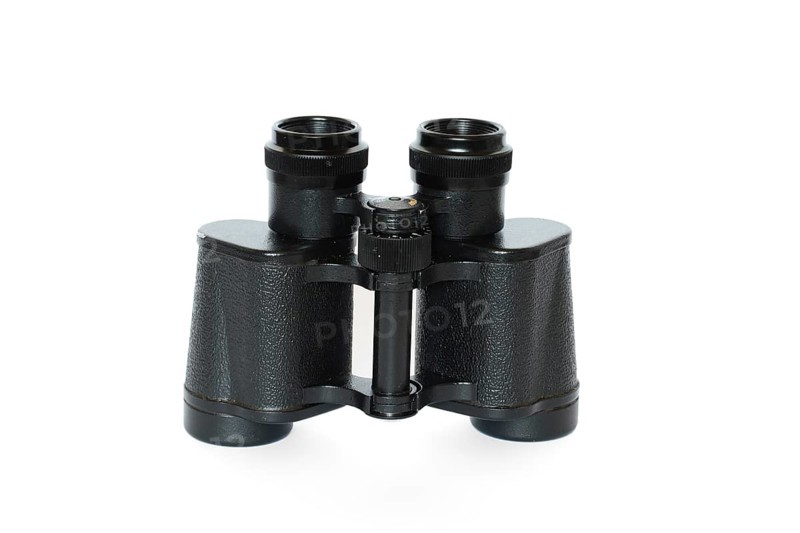 Black binoculars isolated on white background