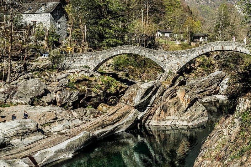Old Roman bridge Ponte dei Salti over Verzasca