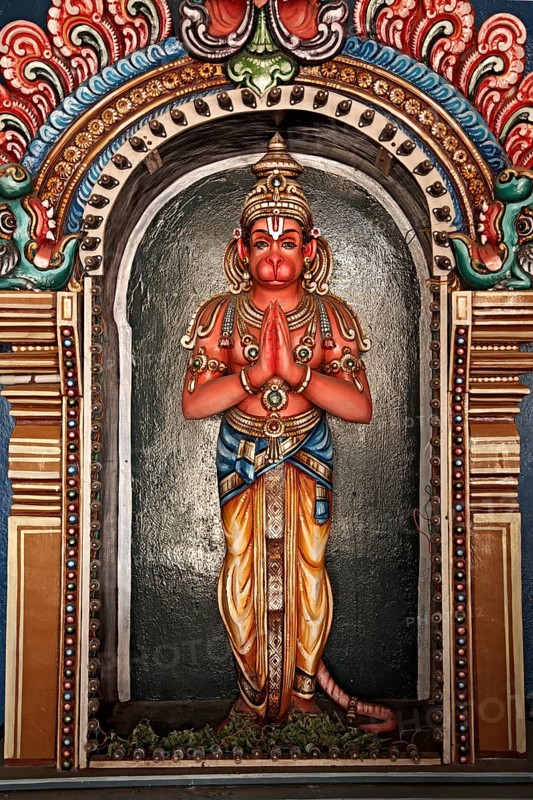 Hanuman statue in Hindu Temple Sri Ranganathaswamy Temple Tiruchirappalli