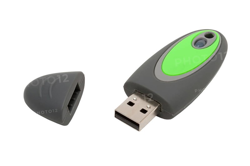 Usb flash drive in rubber coating isolated on white background