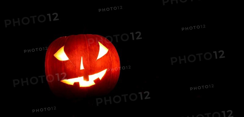Glowing pumpkins at night