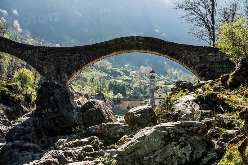 Old Roman bridge Ponte dei Salti over Verzasca