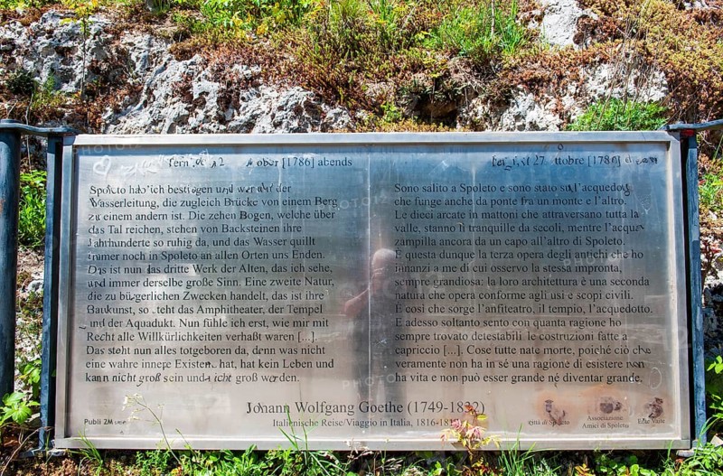 Commemorative plaque of a visit by Johann Wolfgang Goethe to the Bridge of Towers