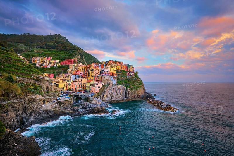 Manarola village popular european italian tourist destination in Cinque Terre National Park UNESCO World Heritage Site