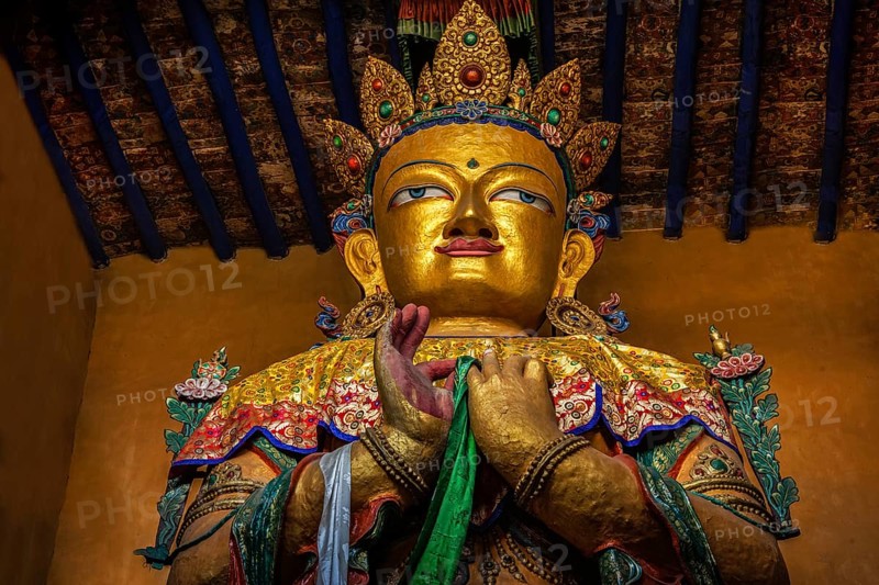 Maitreya Buddha statue in Tsemo gompa