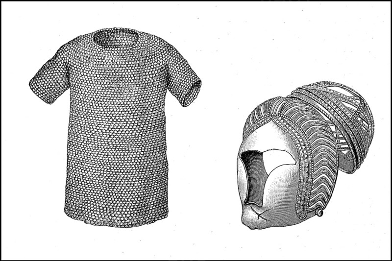 Armoured shirt and silver helmet