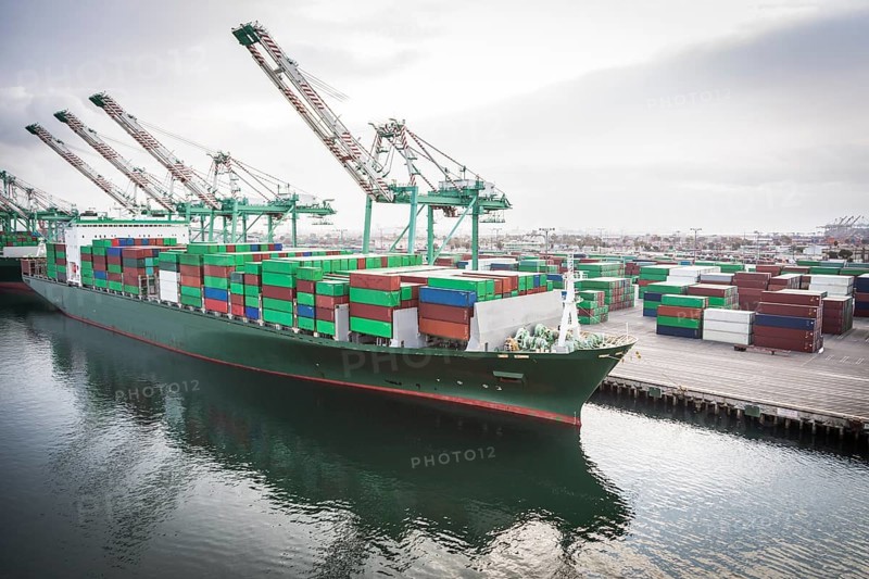 Trade ship harbored at port of san pedro