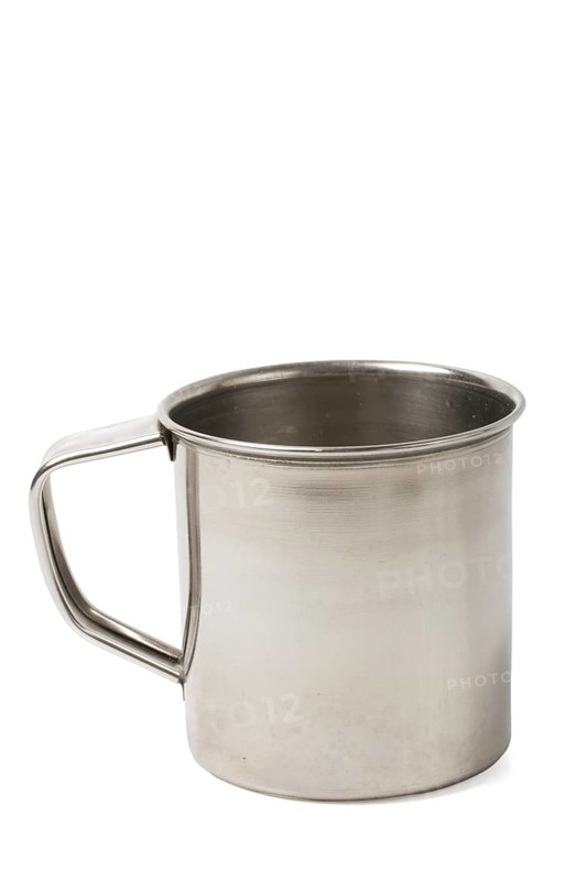 Simple metal cup isolated on white
