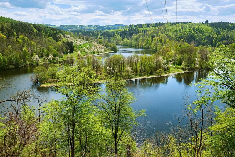 Landscape on the river Saale near Burgk Castle
