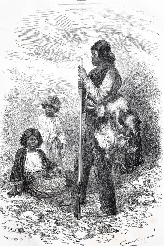 Indian hunter from California and two Indian girls