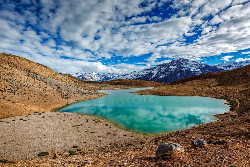 Dhankar Lake in Himalayas. Spiti Valley