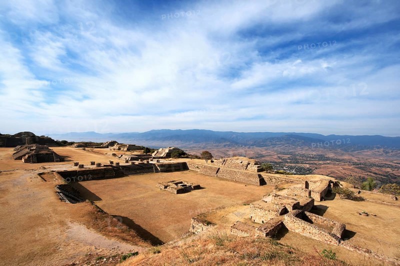 Panorama of sacred site Monte Alban in Mexico