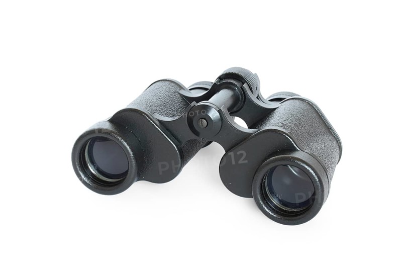 Black binoculars isolated on white background